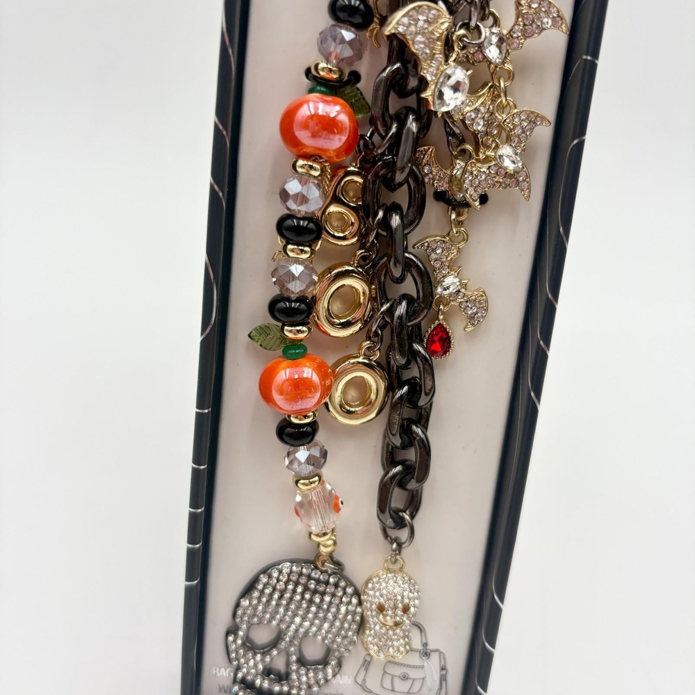 EYECANDY Los Angeles Halloween Skull Ghost‎ Pumpkin BOO Bag Charm Purse Keychain